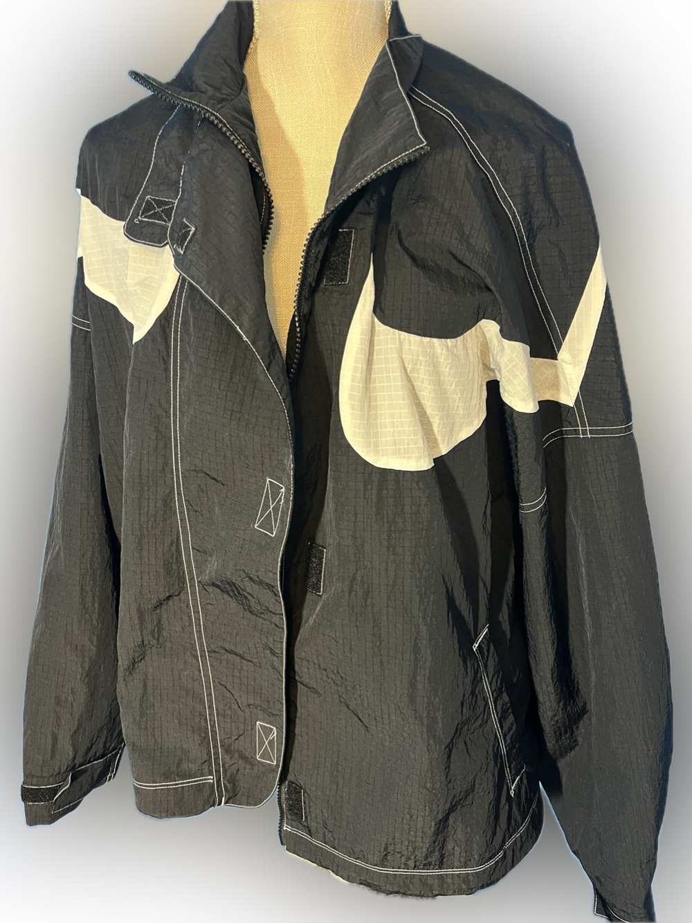 Nike Black Jacket and Shorts Set with White Accents, Size XL